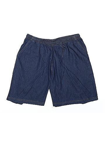 Cathy Essentials Blue Denim Shorts with Elastic Waist (view 1)