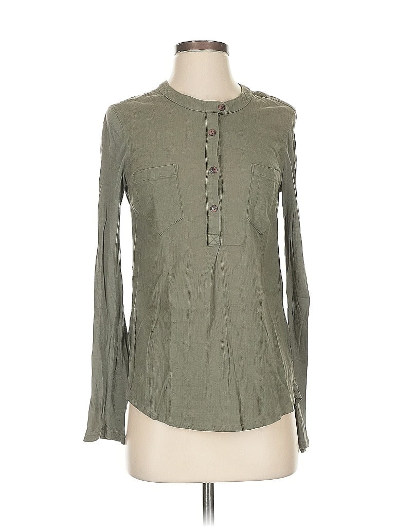 Pre-owned Splendid Long Sleeve Blouse In Green