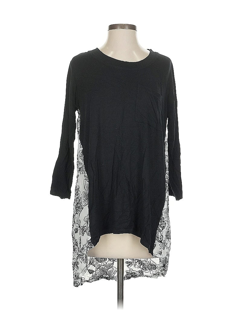 Pre-owned Soft Surroundings 3/4 Sleeve Top Black Boatneck Tops