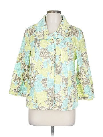 Christopher & Banks Vibrant Green Abstract Print Jacket (view 1)