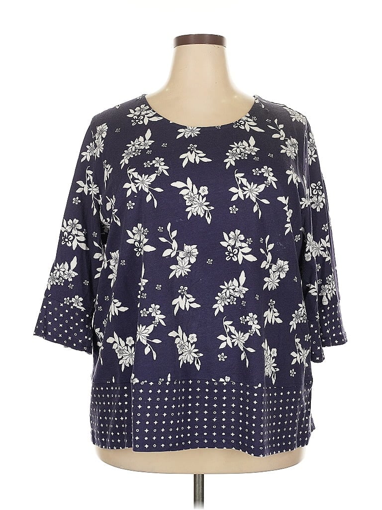 Pre-owned Unbranded 3/4 Sleeve Blouse In Purple