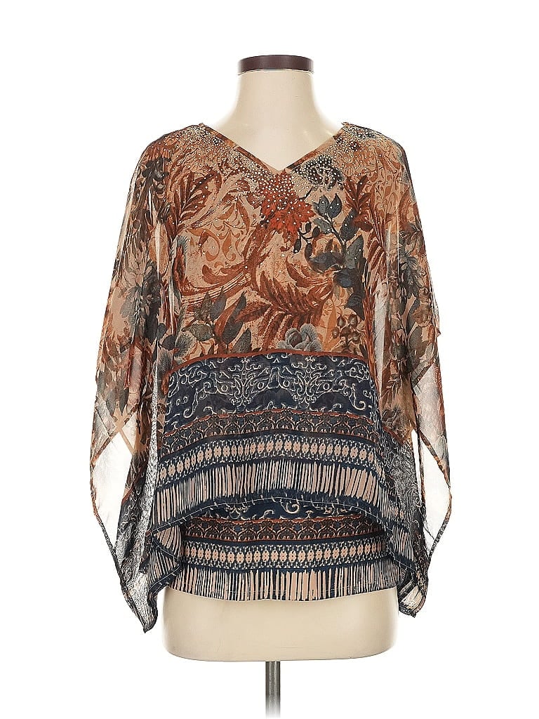 Pre-owned C Established 1946 3/4 Sleeve Blouse In Brown