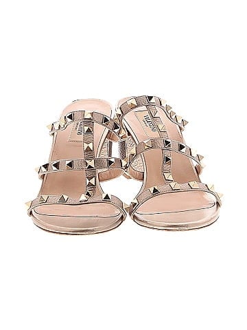Valentino Garavani Leather Rockstud Slide Sandals  (view 2)
