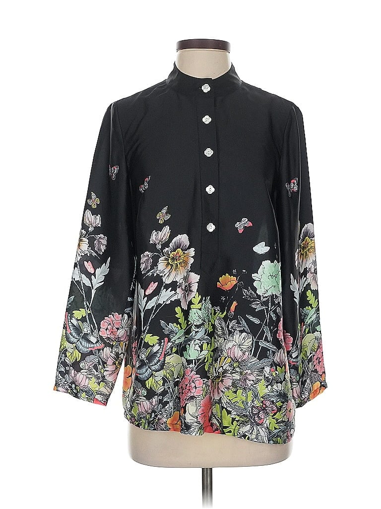Pre-owned Palm Beach Long Sleeve Blouse In Black