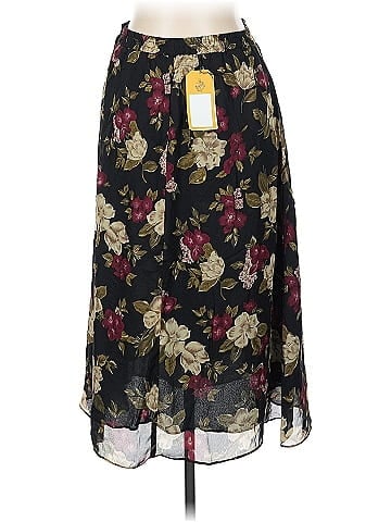 Sag Harbor Black Floral Casual A-Line Skirt (view 2)