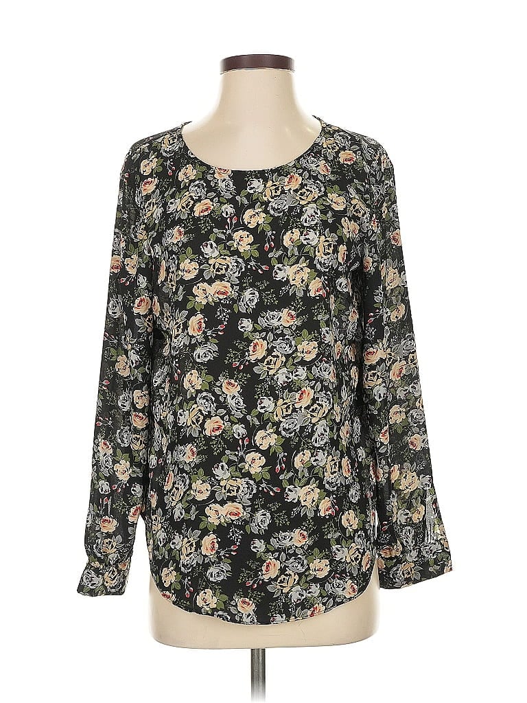 Pre-owned Rose + Olive Long Sleeve Blouse In Black