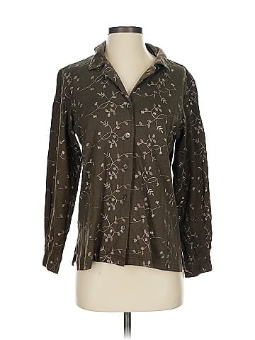 Cathy Daniels Brown Embroidered Button-Down Shirt (view 1)