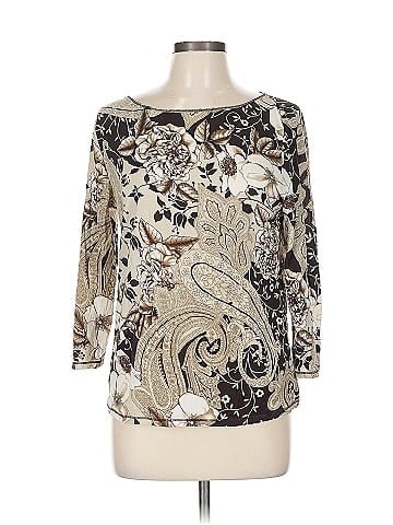 Ellen Tracy Brown Floral Paisley Button-Down Blouse (view 1)