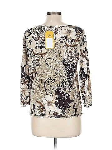Ellen Tracy Brown Floral Paisley Button-Down Blouse (view 2)