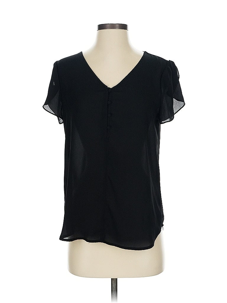 Pre-owned Philosophy Republic Clothing Short Sleeve Blouse In Black