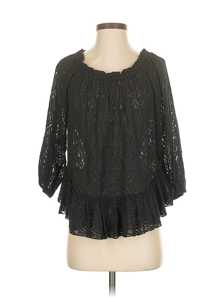 Pre-owned Rebecca Taylor 3/4 Sleeve Blouse In Black