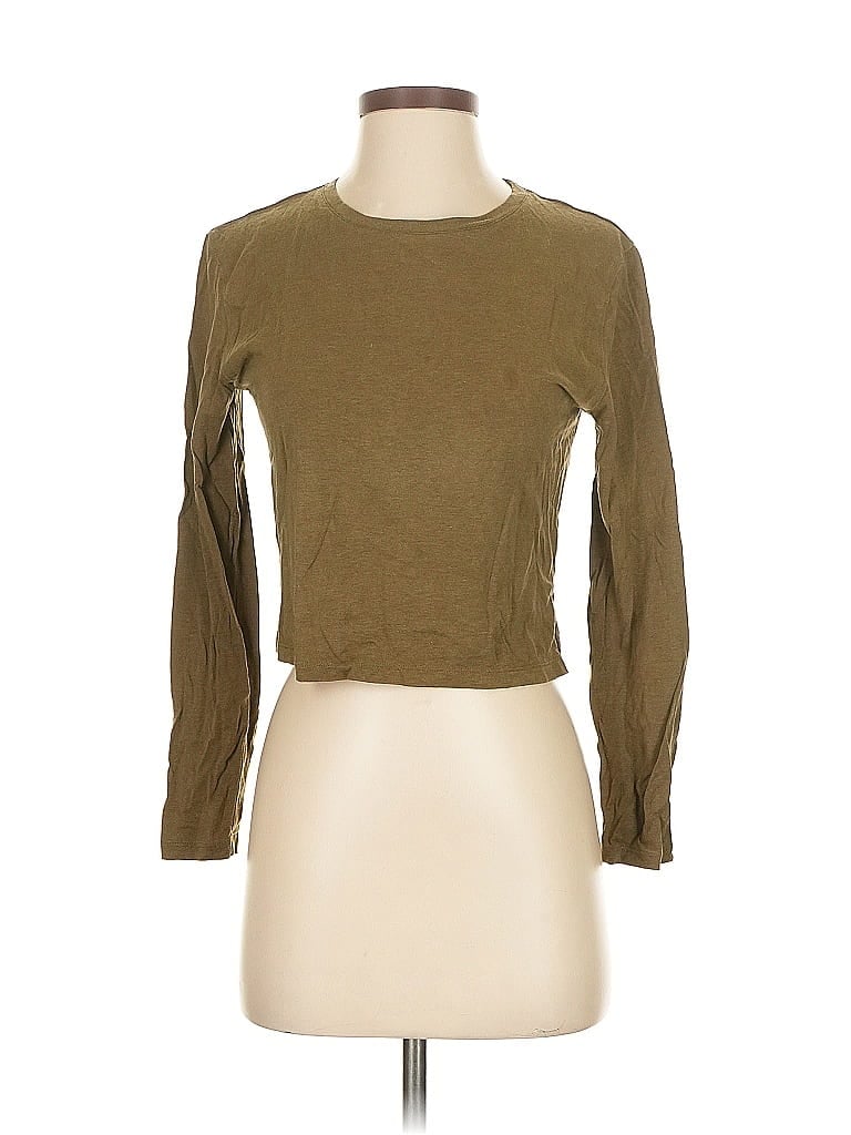 Pre-owned Girlfriend Collective Long Sleeve Top Brown Boatneck Tops