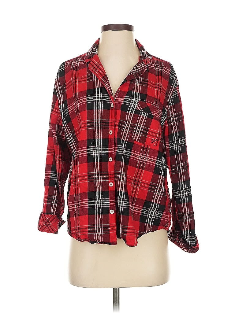 Pre-owned Victoria's Secret 3/4 Sleeve Button Down Shirt In Red