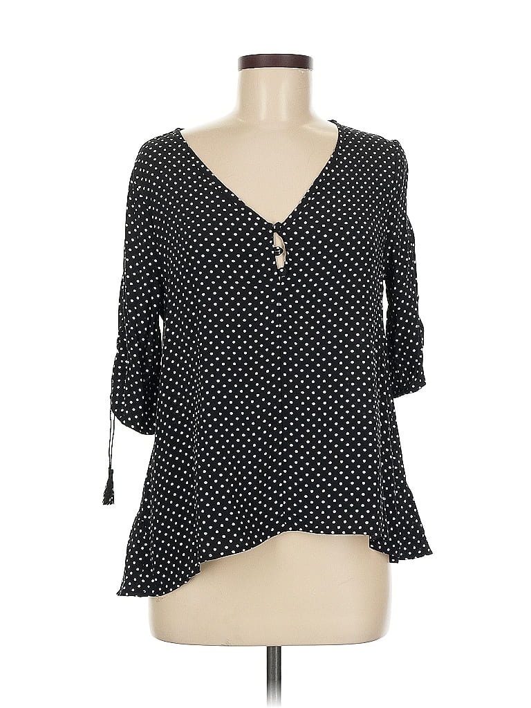 Pre-owned Three Dots 3/4 Sleeve Blouse In Black