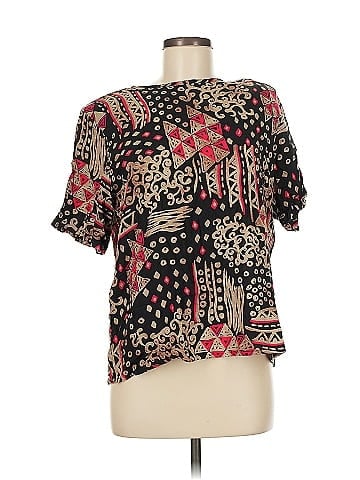 Sag Harbor Bohemian Black Rayon Patterned Top (view 1)