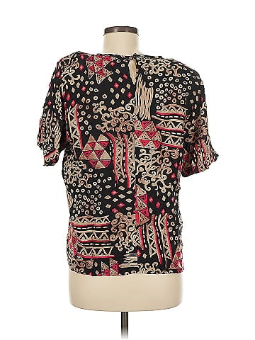 Sag Harbor Bohemian Black Rayon Patterned Top (view 2)