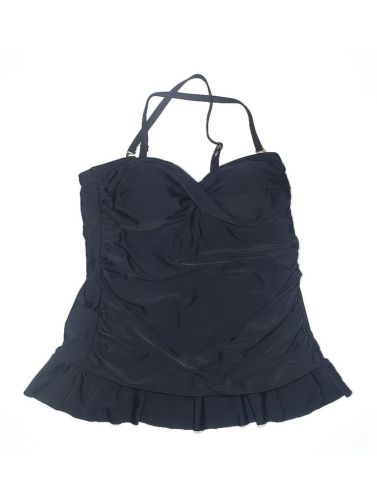 Pre-owned Always For Me Swimsuit Top Black Solid Pattern Swimwear