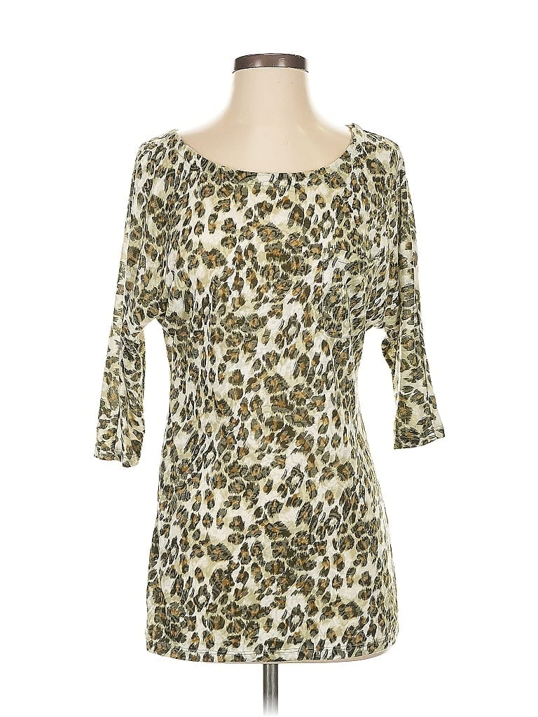 Pre-owned Inc International Concepts 3/4 Sleeve Top Green Sweetheart Neckline Tops