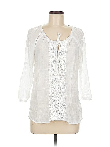 Spense White Crochet Long Sleeve Blouse (view 1)