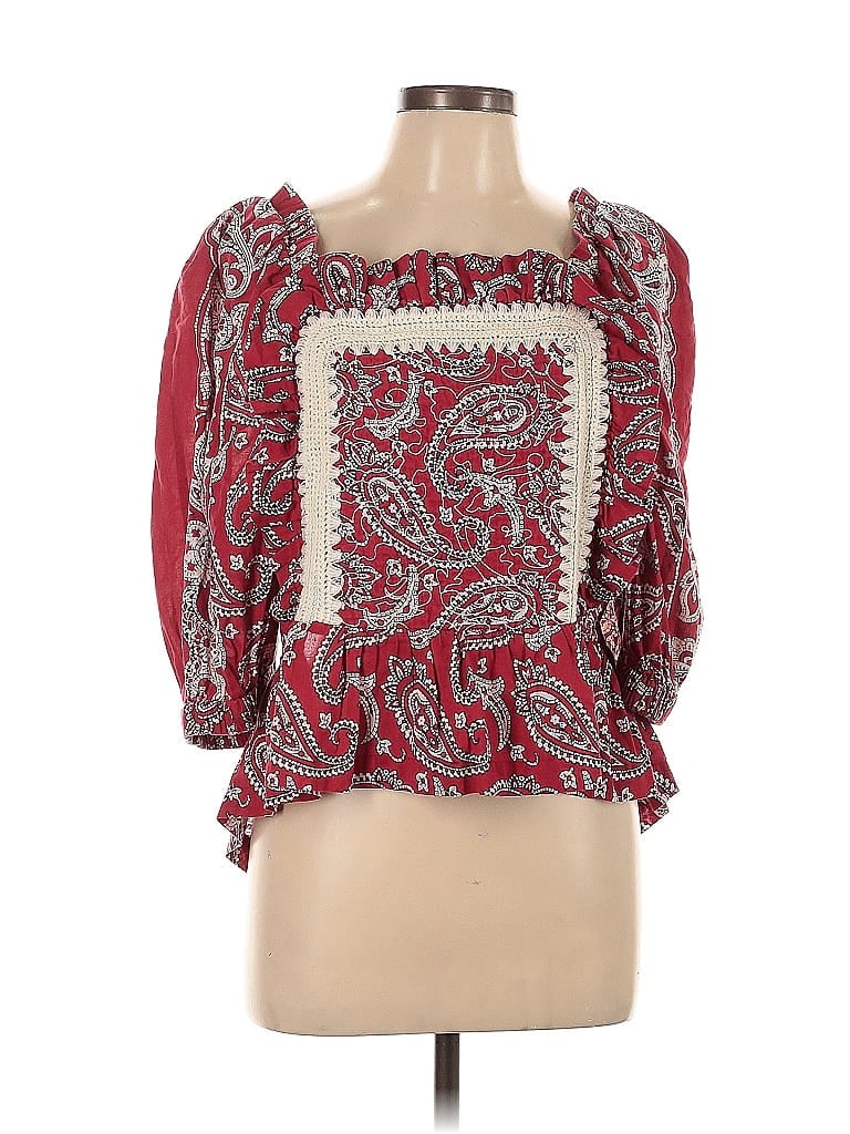 Sea New York 100% Cotton Red 3/4 Sleeve Blouse Size L - photo 1