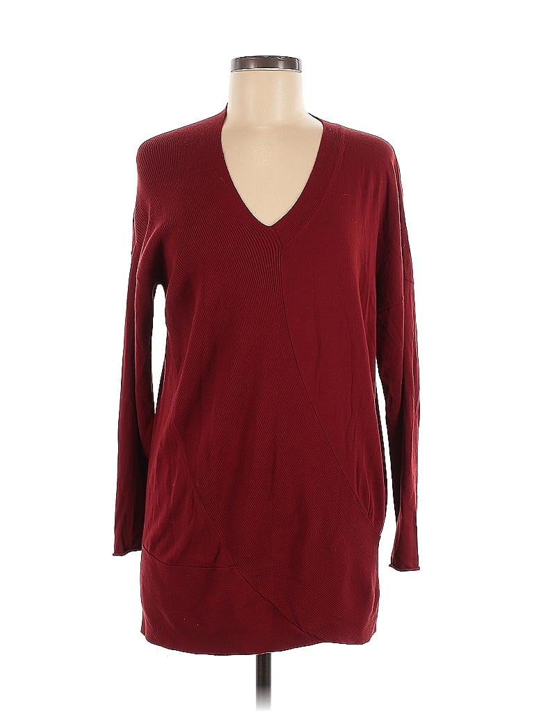 Pre-owned Lafayette 148 Pullover Sweater In Burgundy