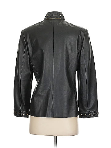 St. John by Marie Gray 100% Leather Black Leather Jacket Size P (petite)