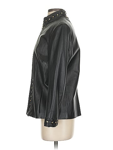 St. John by Marie Gray 100% Leather Black Leather Jacket Size P (petite)