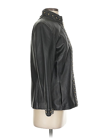 St. John by Marie Gray 100% Leather Black Leather Jacket Size P (petite)