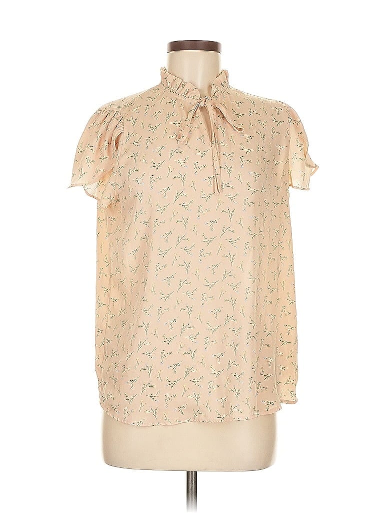 Pre-owned Adrianna Papell Short Sleeve Blouse In White