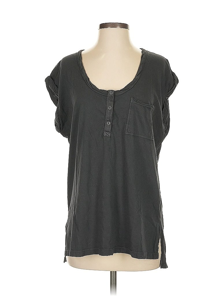 Pre-owned Aerie Short Sleeve Henley Shirt In Gray