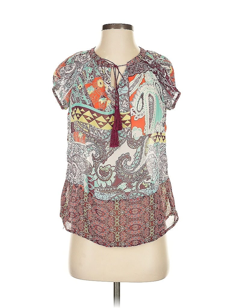 Pre-owned Figueroa & Flower Short Sleeve Blouse In Gray