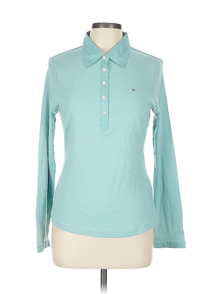 Pre-owned Tommy Hilfiger Long Sleeve Polo Shirt In Blue