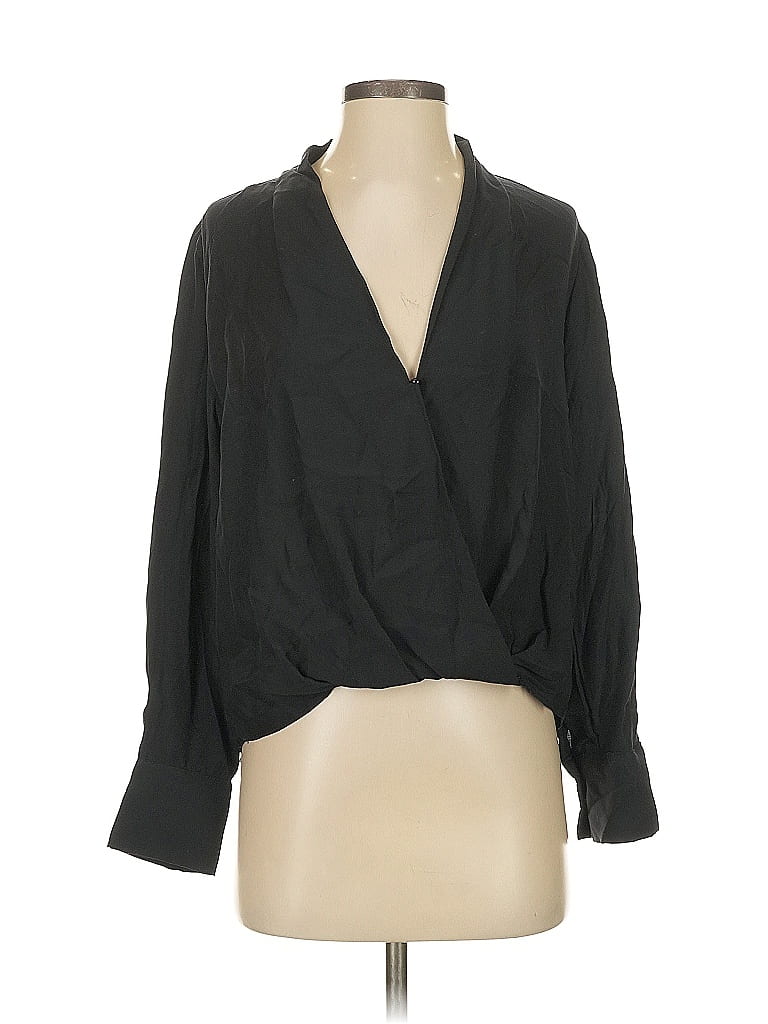 Pre-owned Mng Long Sleeve Blouse In Black