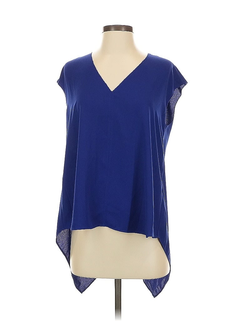 Pre-owned Rachel Rachel Roy Short Sleeve Blouse In Blue