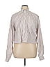 Lands' End 100% Cotton Chevron-herringbone Gray Long Sleeve Button-Down Shirt Size 17 - photo 1