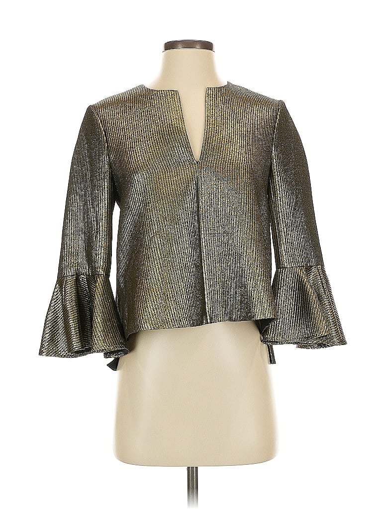 Pre-owned Bcbgmaxazria 3/4 Sleeve Blouse In Gold
