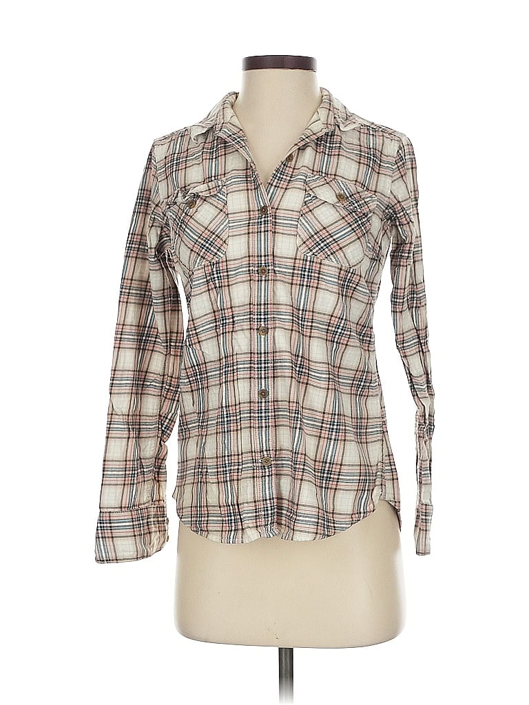 Pre-owned Eddie Bauer 3/4 Sleeve Button Down Shirt In White