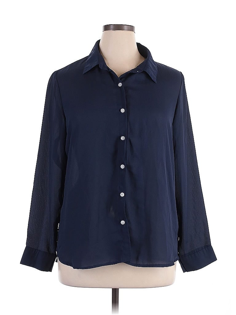 Pre-owned Assorted Brands Long Sleeve Blouse In Blue