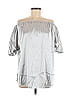 Unbranded 100% Polyester Metallic Silver 3/4 Sleeve Blouse Size M - photo 1