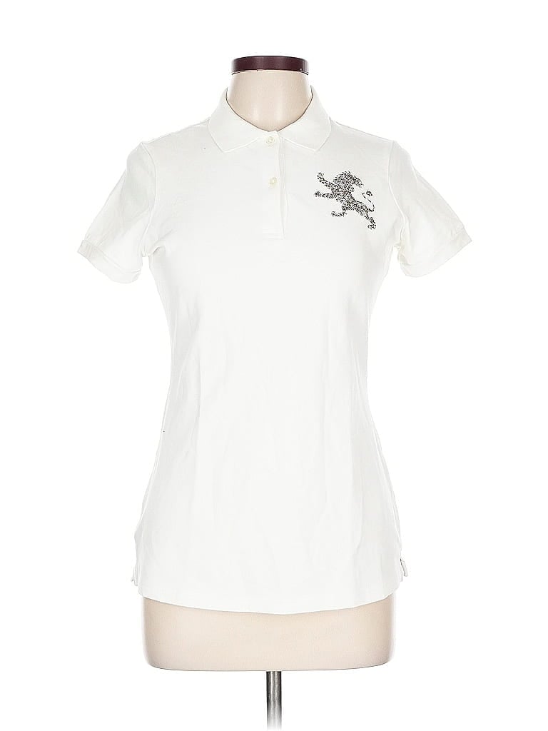 Pre-owned Express Short Sleeve Polo Shirt In White