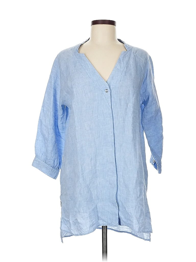 Pre-owned Harshman 3/4 Sleeve Button Down Shirt In Blue