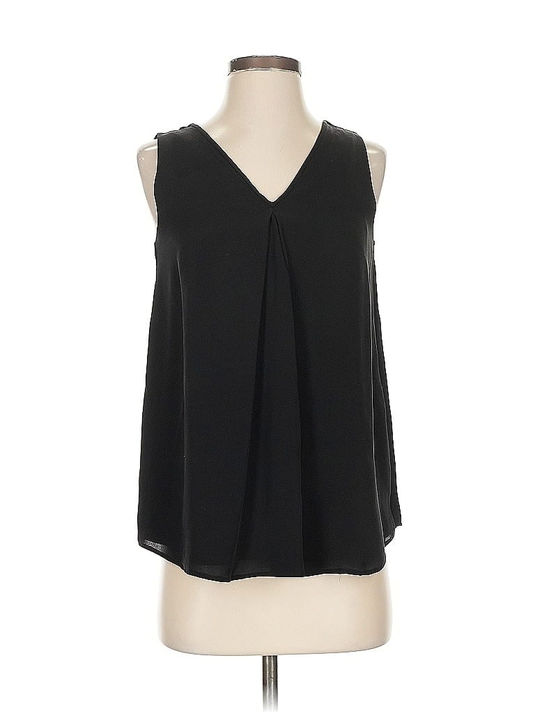 Pre-owned Theory Sleeveless Silk Top Black Open Neckline Tops