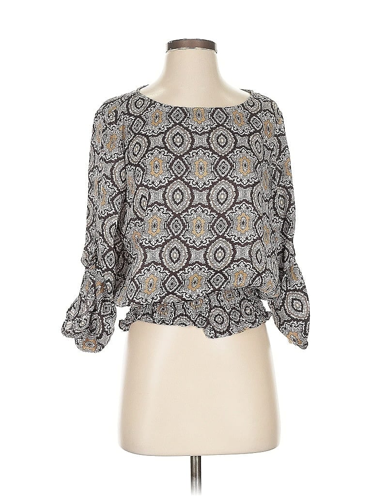 Pre-owned Michael Michael Kors 3/4 Sleeve Blouse In Gray