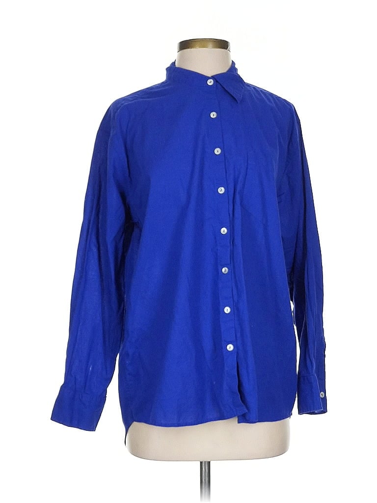 Pre-owned Natural Life Long Sleeve Button Down Shirt In Blue