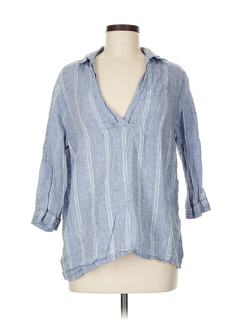 Pre-owned Tahari 3/4 Sleeve Blouse In Blue