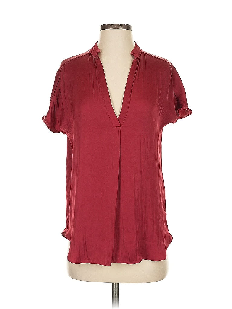 Pre-owned Reset Short Sleeve Blouse In Burgundy