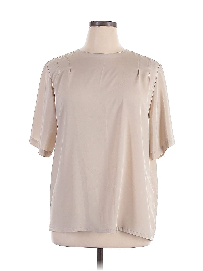 Christie & Jill 100% Polyester Tan Short Sleeve Blouse Size 1X - photo 1