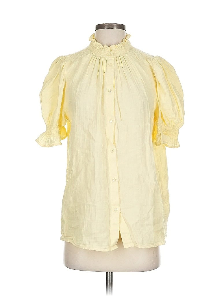 Pre-owned Gap Short Sleeve Blouse In Yellow