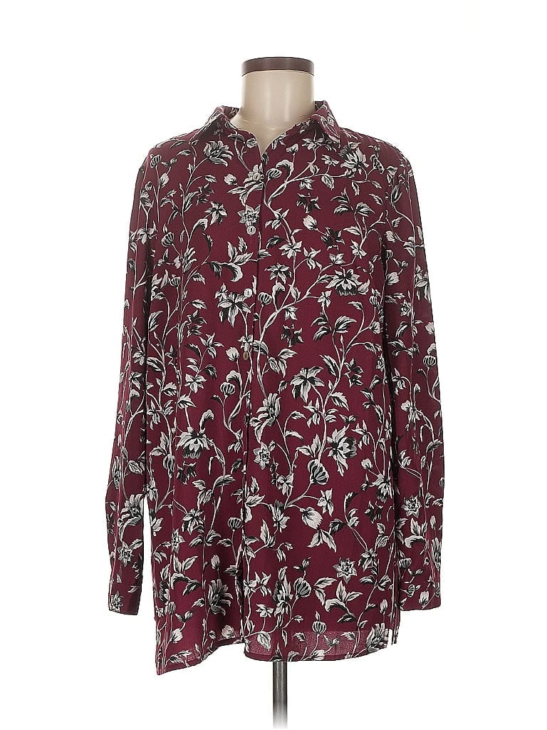 Pre-owned Grace Long Sleeve Blouse In Burgundy