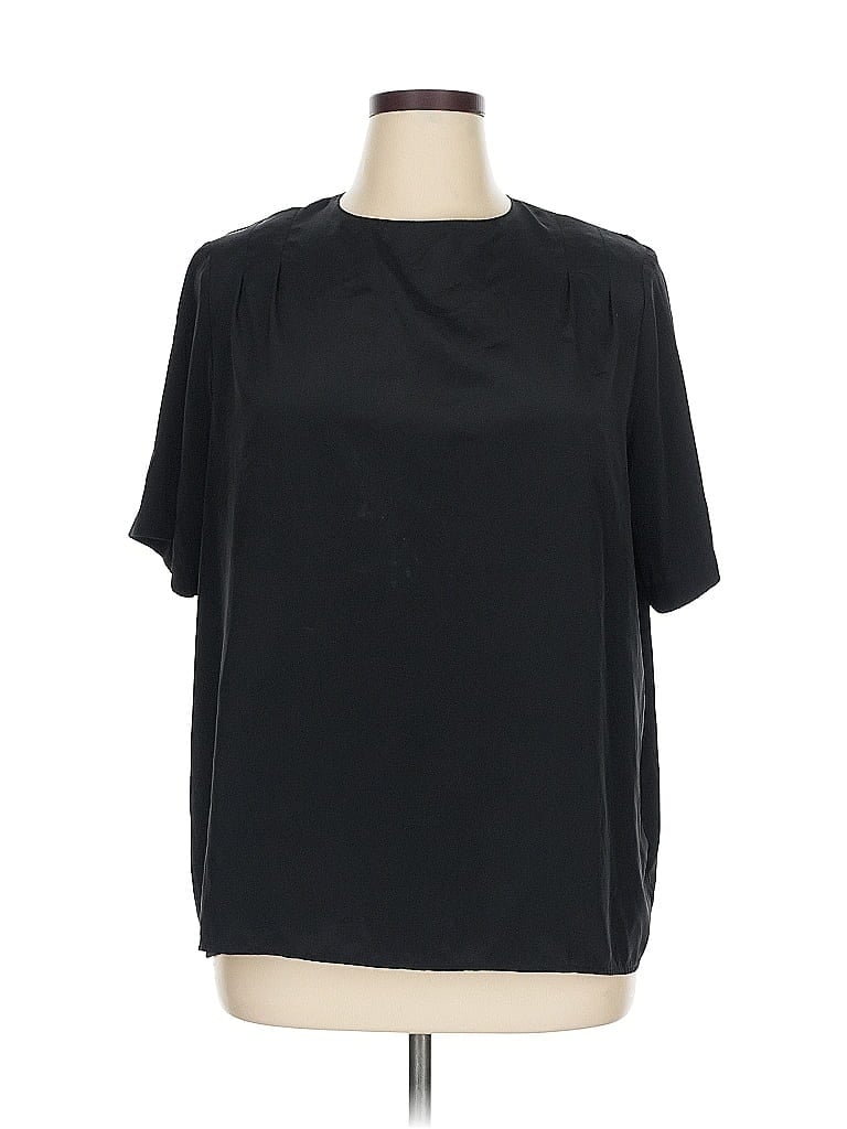 Christie & Jill 100% Polyester Black Short Sleeve Blouse Size XL - photo 1